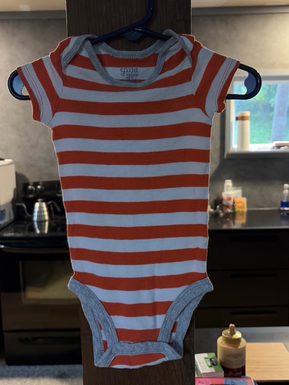 Carter's Orange & White Striped Short-Sleeve Baby One-Piece